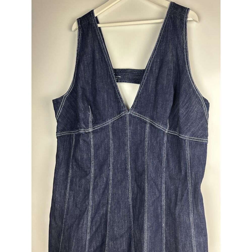 Anthropologie x Pilcro Seamed V-Neck Denim Dress Women's Anthro Plus Size 26W 26 - Picture 4 of 16